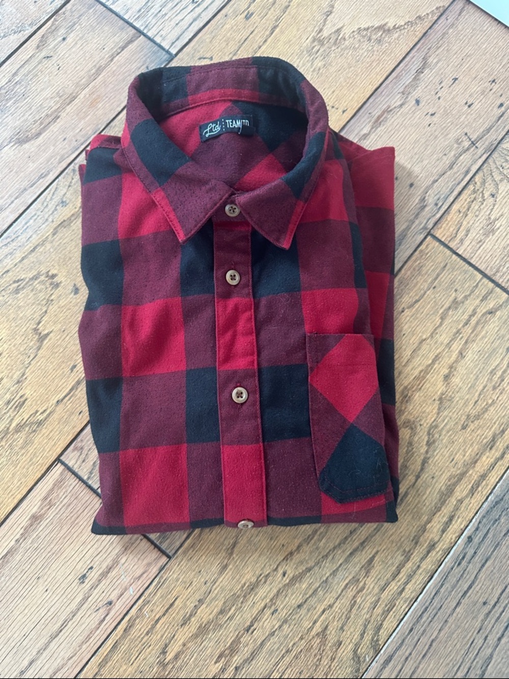 Team LTD Red and Black Buffalo Check Flannel Shirt